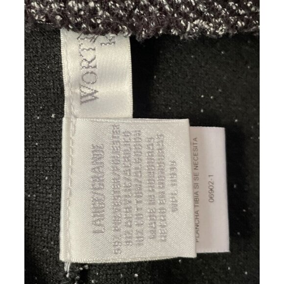 Black & White Herringbone Midi Skirt With Elastic Waistband & Back Slit Size 14 - Picture 3 of 12